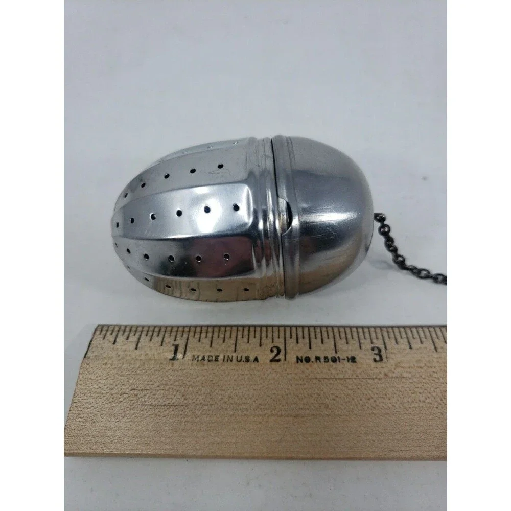 Vintage Stainless Steel Acorn Tea Infuser Loose Leaf Tea Steeper Ball with Chain
